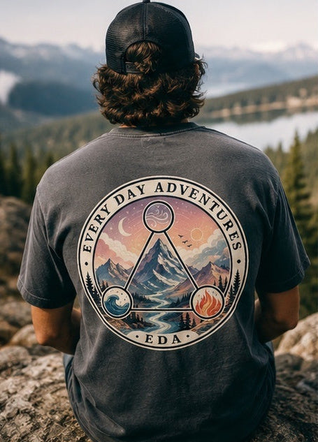 EDA heavy cotton T-shirt in charcoal with large Every Day Adventures back logo