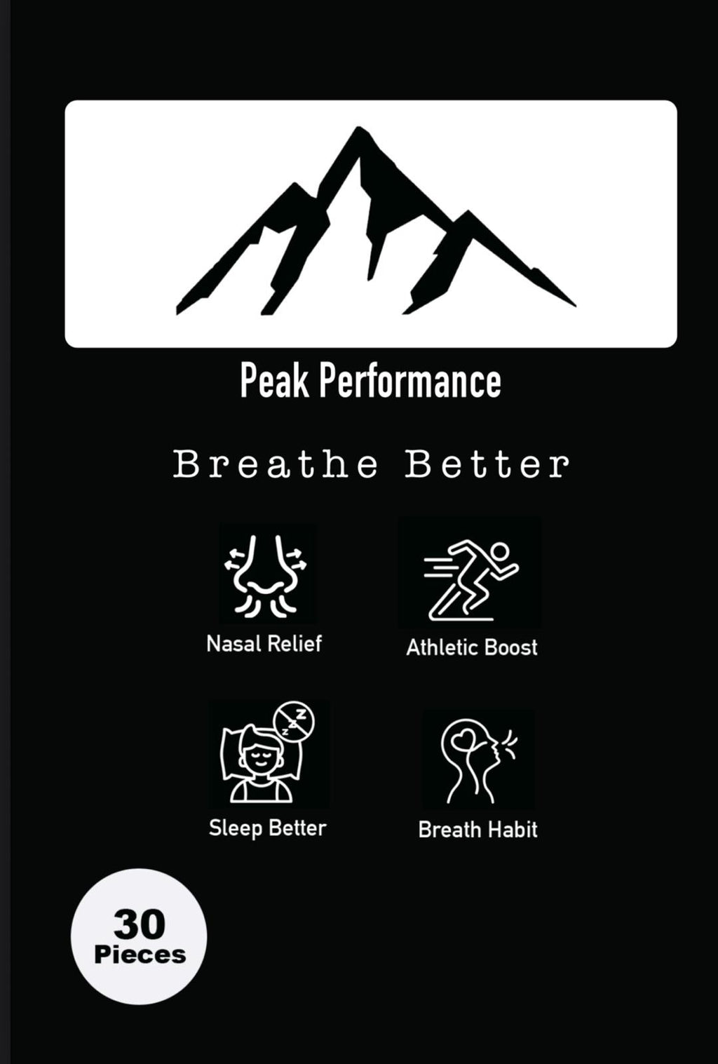 Peak Performance nasal strips product benefits graphic