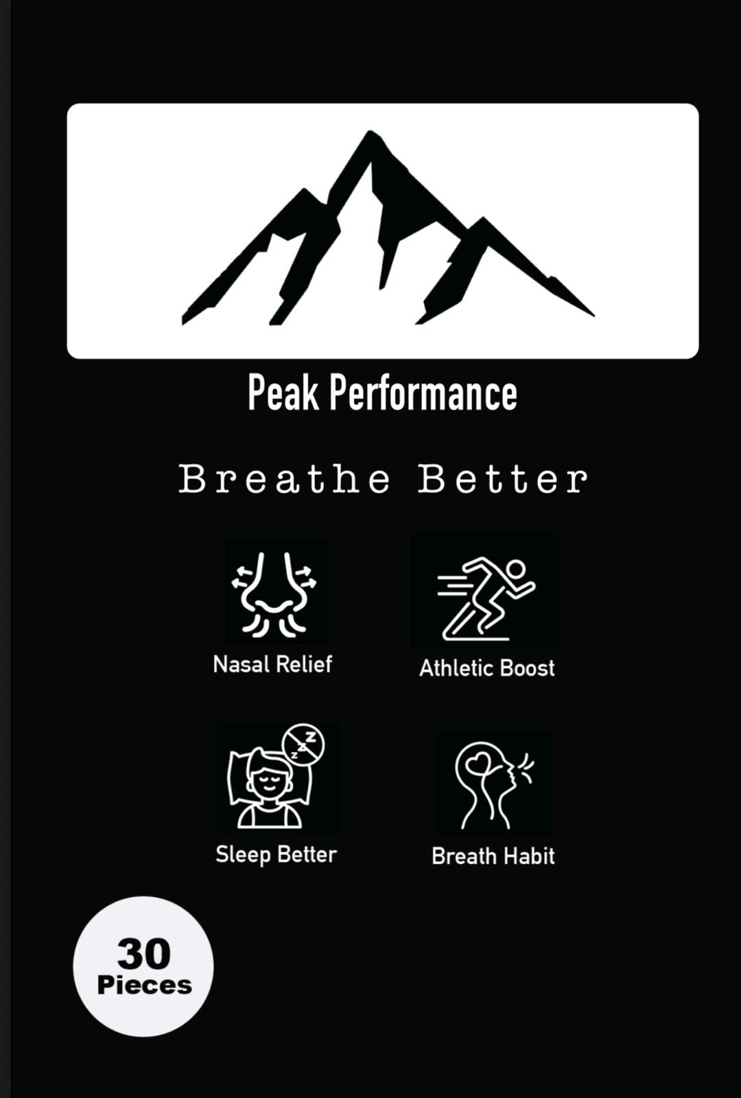Peak Performance nasal strips product benefits graphic